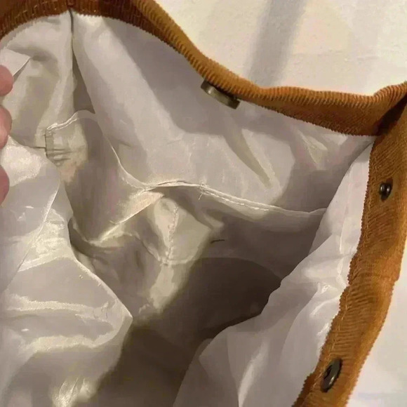 Corduroy Small Tote Bag Light Brown Shoulder Bag Canvas - Picture 4 of 4